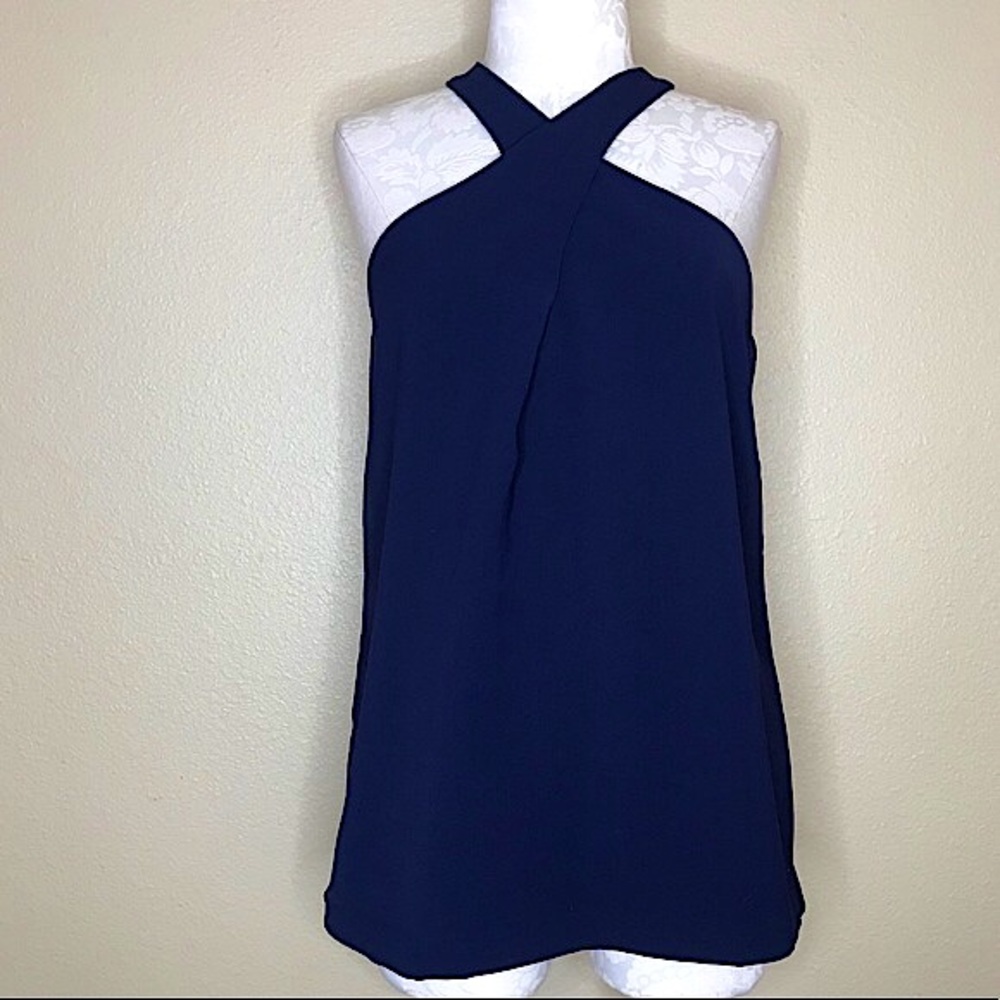 BLAQUE LABEL Navy Crossed Halter Top